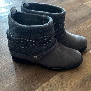 Muk Luks Charcoal Knit Ankle Booties